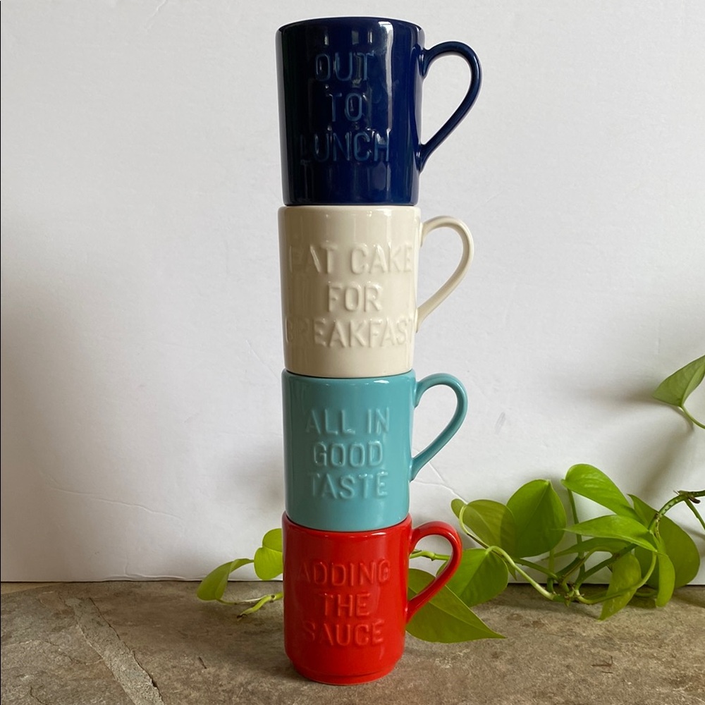 Kate Spade Collaboration With Lenox “All In Good Taste” Stacking Ceramic Mug Set - Picture 4 of 11